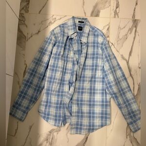 GAP Men's Light Blue Checkered Shirt